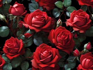 Beautiful natural red roses pattern background image
