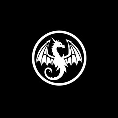Dragon - Black and White Isolated Icon - Vector illustration