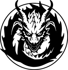 Dragon | Black and White Vector illustration