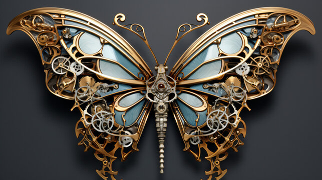 A mechanical butterfly with delicate wings