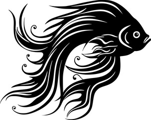 Naklejka premium Fish - Black and White Isolated Icon - Vector illustration