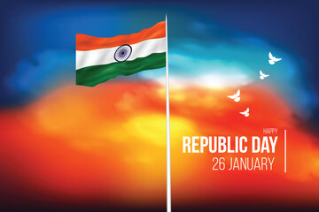 Vector illustration Happy republic day of India with National flag vector illustration - obrazy, fototapety, plakaty