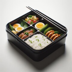 black food container on white
