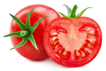 Isolated red  tomato on white background