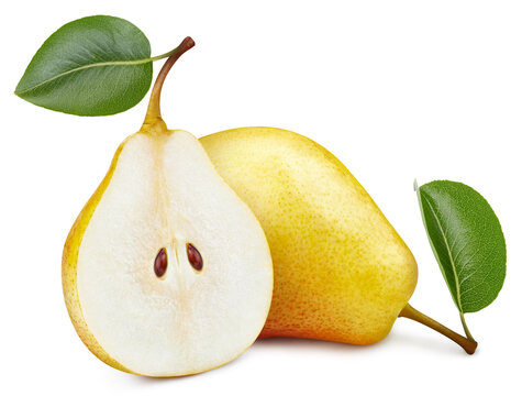 Isolated yellow pear on white background