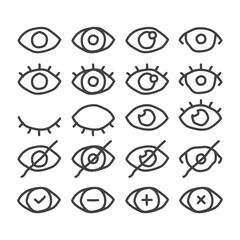 Set of hand drawn eye, vision, simple eyes. Vector icon template