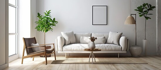 Living room interior fragment in the Scandinavian style. with copy space image. Place for adding text or design
