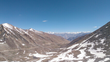 Aerial View Of Village At The Foot Of The Mountain Range In Leh Ladakh, India. Leh Ladakh Is One Of The Most Celestial Places In The Northern Part Of India.