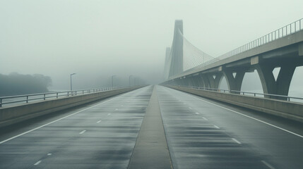 Fototapeta na wymiar Stunning Modern Architecture on an Empty Highway Bridge, a Testament to Engineering Excellence
