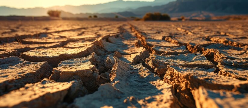 Infertile land burned by the sun famine and poverty concept. with copy space image. Place for adding text or design