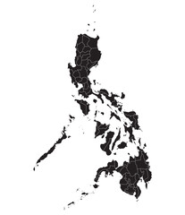 Philippines map. Map of Philippines in administrative provinces in black color