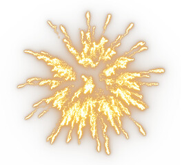 Elegance golden fireworks glitter exploding cut out on transparent backgrounds 3d rendering png