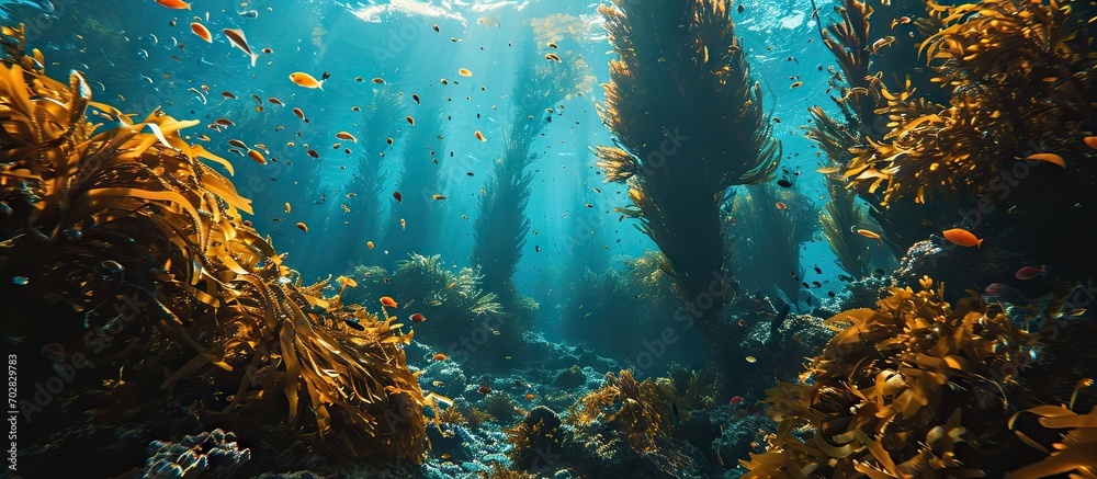 Poster Kelp forest of Anacapa Island Channel Islands National Park. with copy space image. Place for adding text or design
