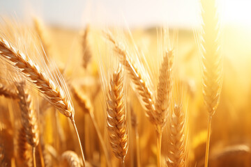 A field of golden wheat, rice swaying gently in the breeze