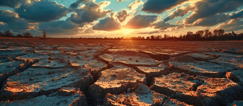 Infertile land burned by the sun famine and poverty concept. with copy space image. Place for adding text or design