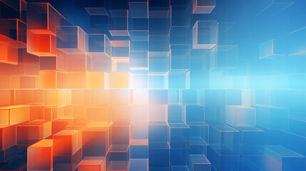 Abstract blue and orange background with squares