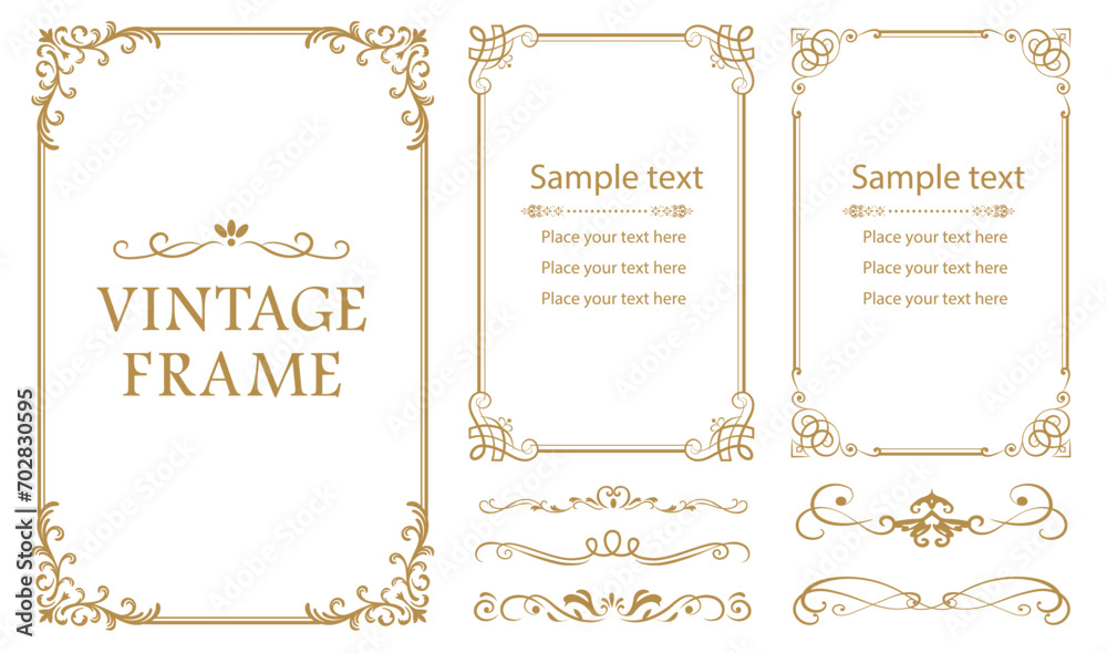 Poster decorative vector frames and borders. set of vintage floral ornament. - Posters