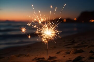 Sparklers at New Year, Christmas, Birthday, Weddings beach party