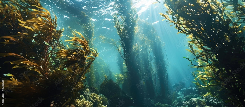 Poster Kelp forest of Anacapa Island Channel Islands National Park. with copy space image. Place for adding text or design
