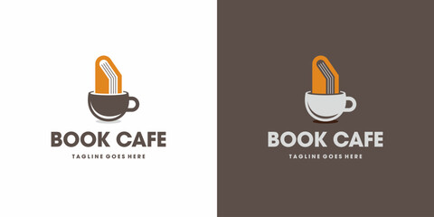 logo vector book cup cafe , suitable for coffee shops, bookstores, libraries and hangout places - obrazy, fototapety, plakaty