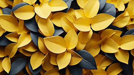 Floral pattern of yellow leaves in nature, natural floral metal pattern - Powered by Adobe