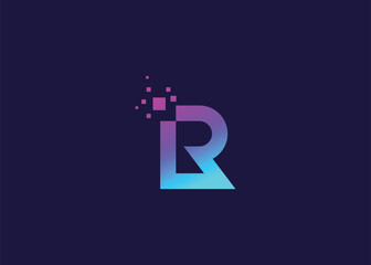 Letter R Technology vector monogram logo design template. Letter R molecule, Science and Bio technology Vector logo