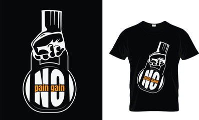 No pain no gain tshirt design, T-shirt design concept,dumbel design ,lifter design.