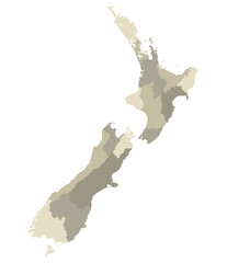 New Zealand map. Map of New Zealand in administrative provinces