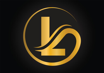 L Letter Logo with Golden Luxury Color and Monogram Design Vector Template.