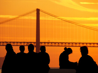 Scene with people together afternoon sunlight