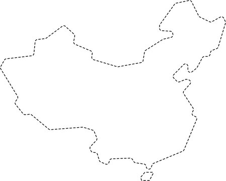 dash line drawing of china map.