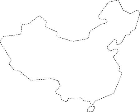 dash line drawing of china map.
