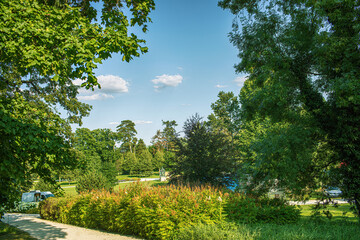Garden at Royal Palace of Godollo,Hungary.Summer season.