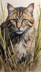 Obraz premium cat in grass