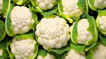 Group of cauliflower vegetable pattern wallpaper - ai generative