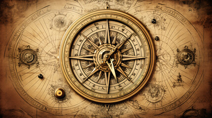 Fototapeta na wymiar Antique Spiral Clock Background Animation