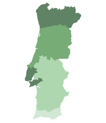 Fototapeta premium Portugal map. Map of Portugal in five mains regions