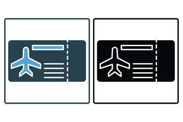boarding pass icon. icon related to air travel and flight information. solid icon style. element illustration