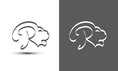 Initial letter R combine with lion head