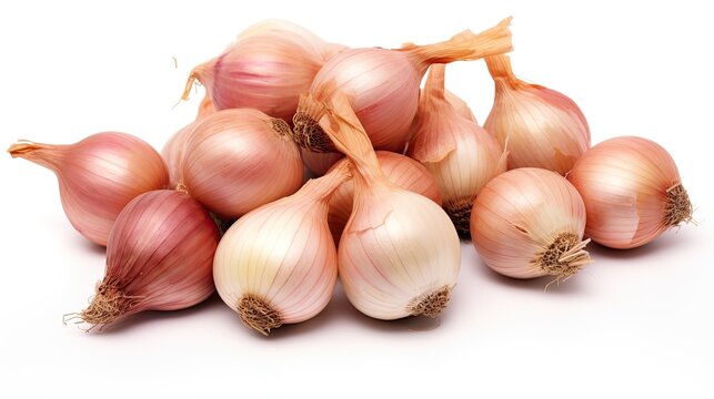 Pile of shallots isolated in white background