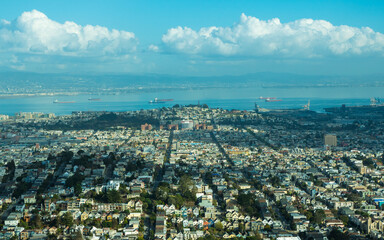 aerial view of the mision district in san francisco city