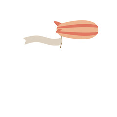 Airplane vector illustration. Retro zeppelin or hot air balloon