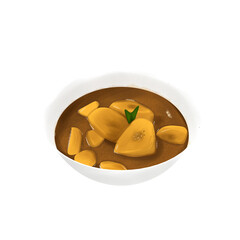 Illustration of traditional Indonesian food kolak pisang