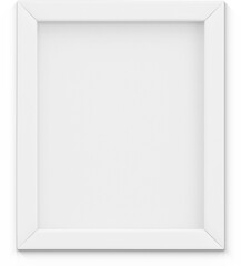 Close up view blank white portrait photo frame isolated on plain background.