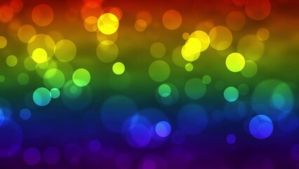 Colorful glowing bokeh particles animation.Colorful or rainbow background.Moving bubbles colorful blurred animation backdrop.Rainbow flag,LGBT pride flag or gay pride flag.