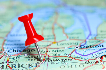 Fort Wayne, Indiana pin on map