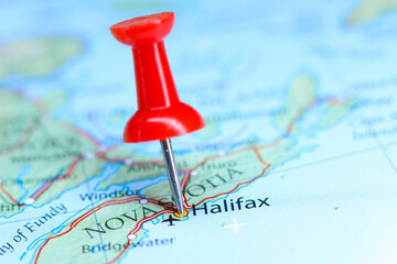 Halifax, Nova Scotia, Canada pin on map - obrazy, fototapety, plakaty