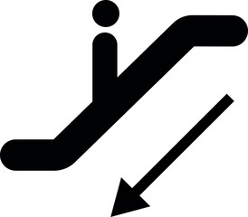 Escalator down arrow safety signs. Informatory signs and symbols.