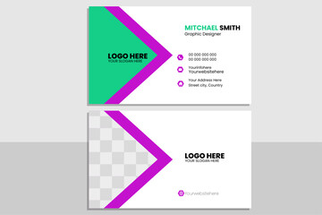 Collection of 1 horizontal Business card template design with front and back presentation.