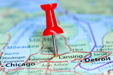 Lansing, Michigan pin on map